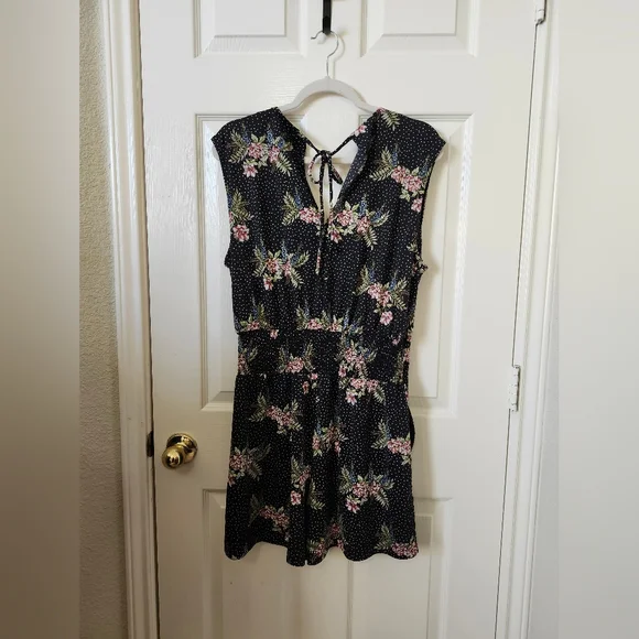 CAbi Black Pink Floral Polka Dot Jumpsuit W Pockets L - Picture 8 of 9